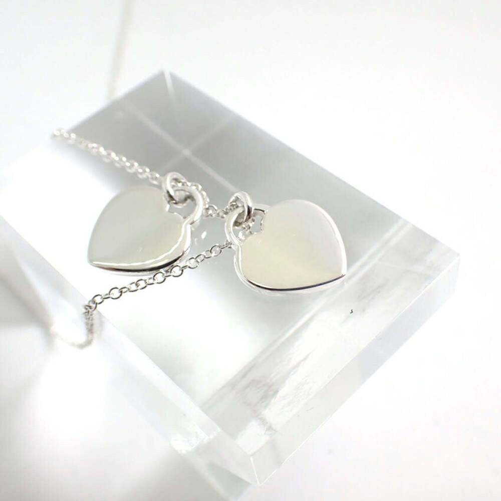 TIFFANY & Co. 925 Blue Enamel Return to Tiffany Double Heart Tag Pendant - Picture 7 of 11